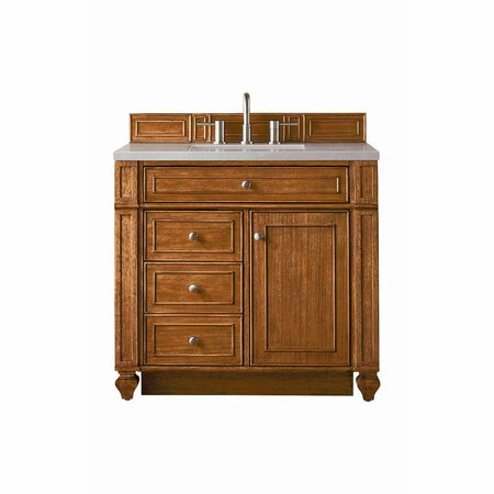 JAMES MARTIN VANITIES Bristol 36in Single Vanity, Saddle Brown w/ 3 CM Eternal Serena Quartz Top 157-V36-SBR-3ESR